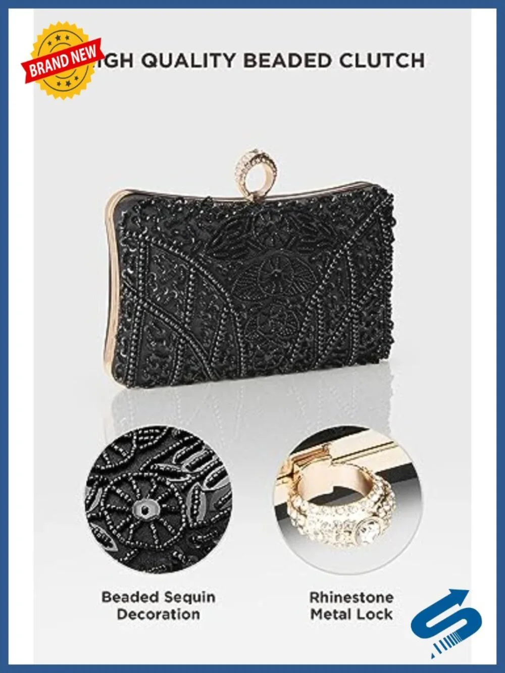 Beaded Sequin Evening Clutch Vintage 1920s Gatsby Party Bag Women